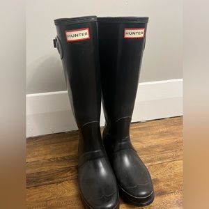 Gloss black hunter boots size 10